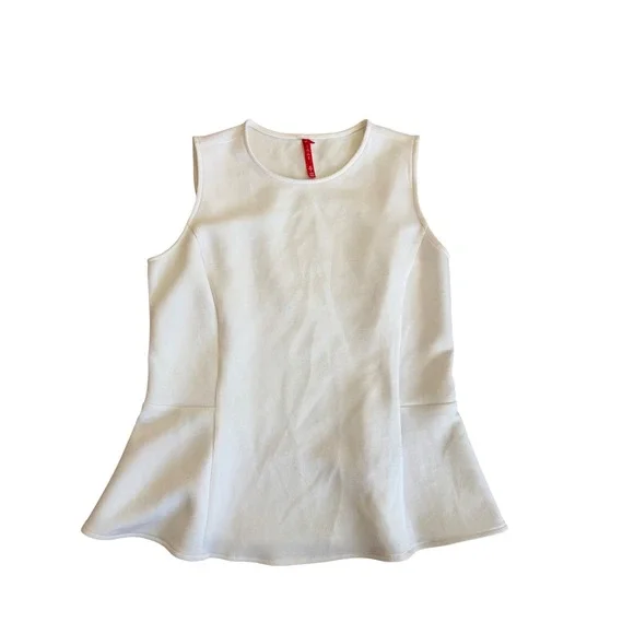 Spanx White Sleeveless Peplum Tank Top Structured Workwear Blouse Small - Picture 1 of 3
